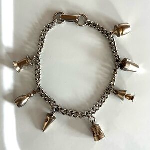 Vintage 1950’s Silver Charm Bracelet with Sewing Charms